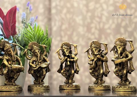 Brass Musical Ganesha (set of 5)